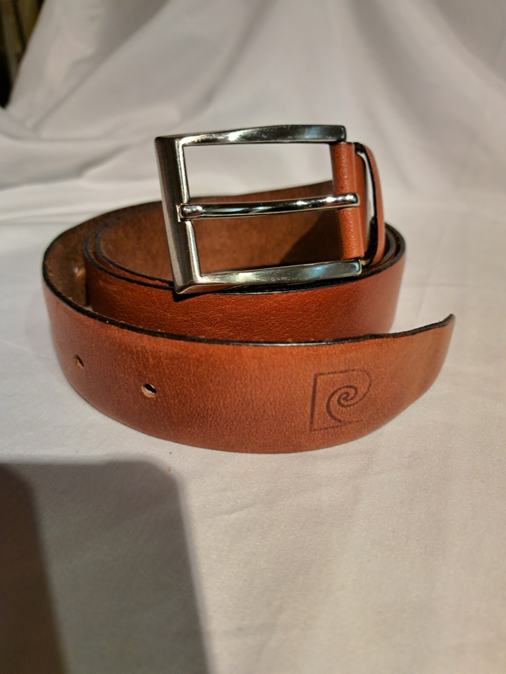 Pierre Cardin Tan Leather Belt with Silver Buckle